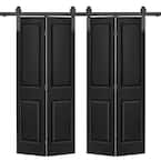 CALHOME 48 in. x 80 in. 2 Panel Black Painted MDF Composite Double Bi ...