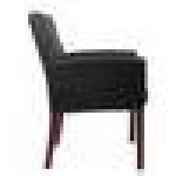 Black Vinyl Box Arm Guest Chair with Mahogany Legs