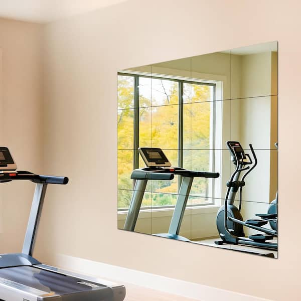 12-Piece 12 in. W x 12 in. H Modern Square Frameless Full Length Wall Mirror Tiles, Stick-on Gym Mirror