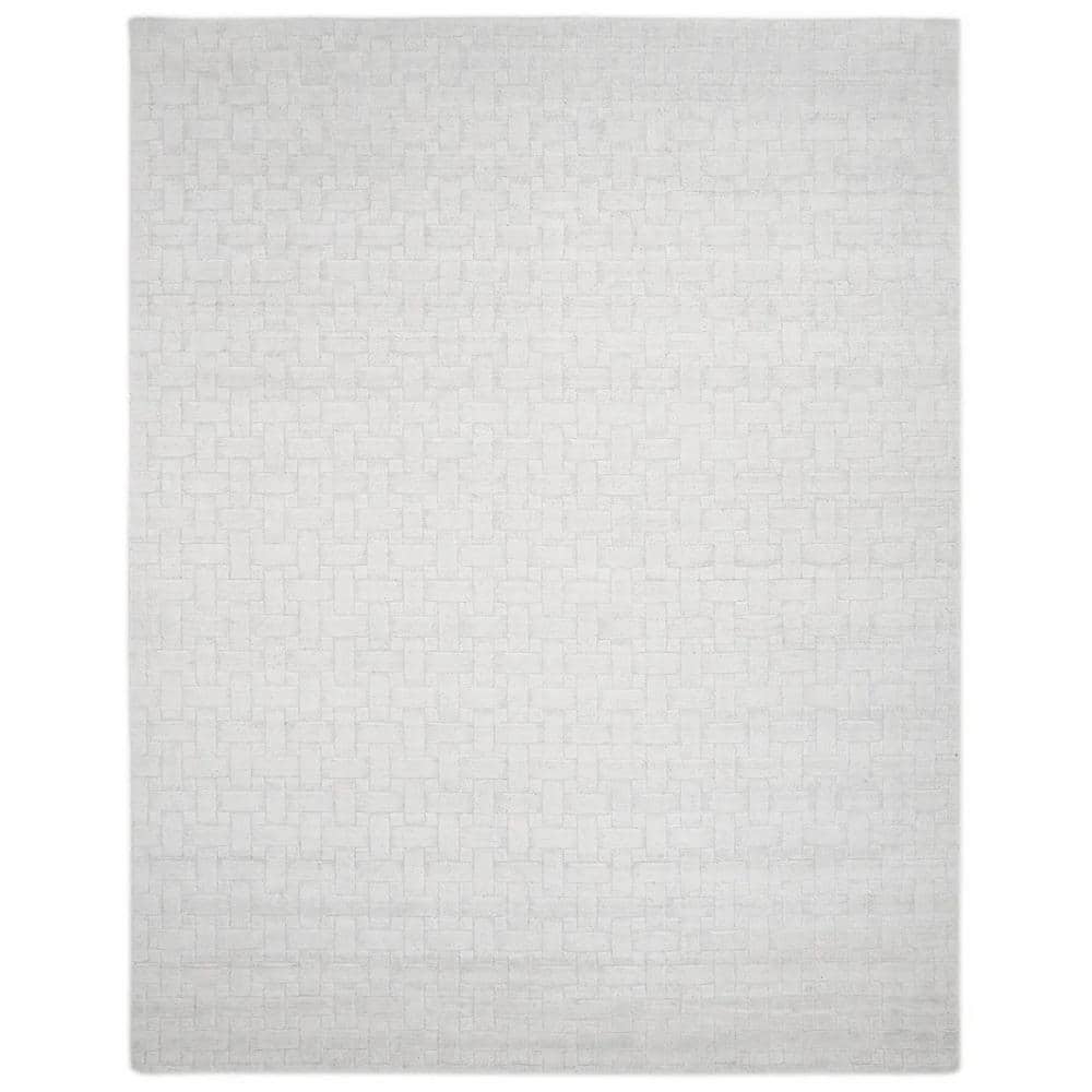 Ivory Geometric Handmade Wool-Blend 3' x 5' Rug