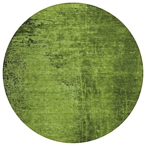 Chantille ACN554 Green 8 ft. x 8 ft. Round Machine Washable Indoor/Outdoor Geometric Area Rug