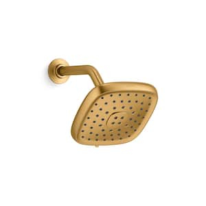 Fordra 3-Spray Patterns with 1.75 GPM 6.81 in. Wall Mount Fixed Shower Head in Vibrant Brushed Moderne Brass