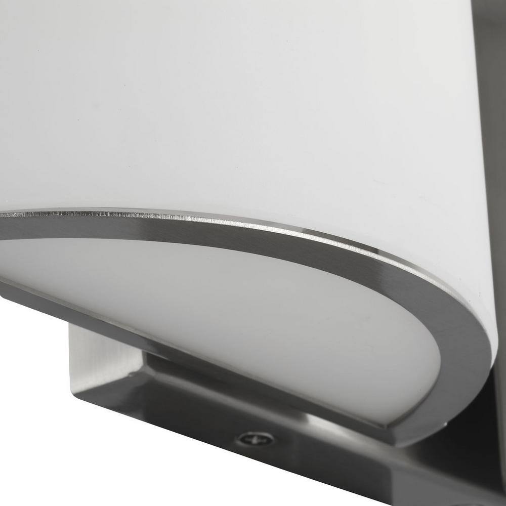 Brushed Nickel Two-Light LED Bath Fixture with Etched Glass Shades