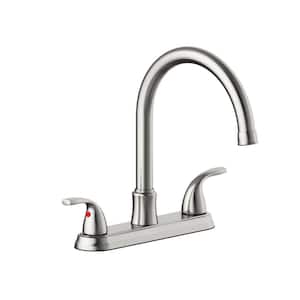 Raleigh Double-Handle Gooseneck Kitchen Faucet in Stainless Steel