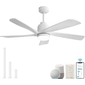 52 in. Indoor Integrated LED Smart White Ceiling Fan with Light Kit and Remote Control Included