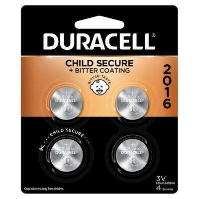 Duracell - 2016 3V Lithium Coin Battery - with bitter coating - 4 count