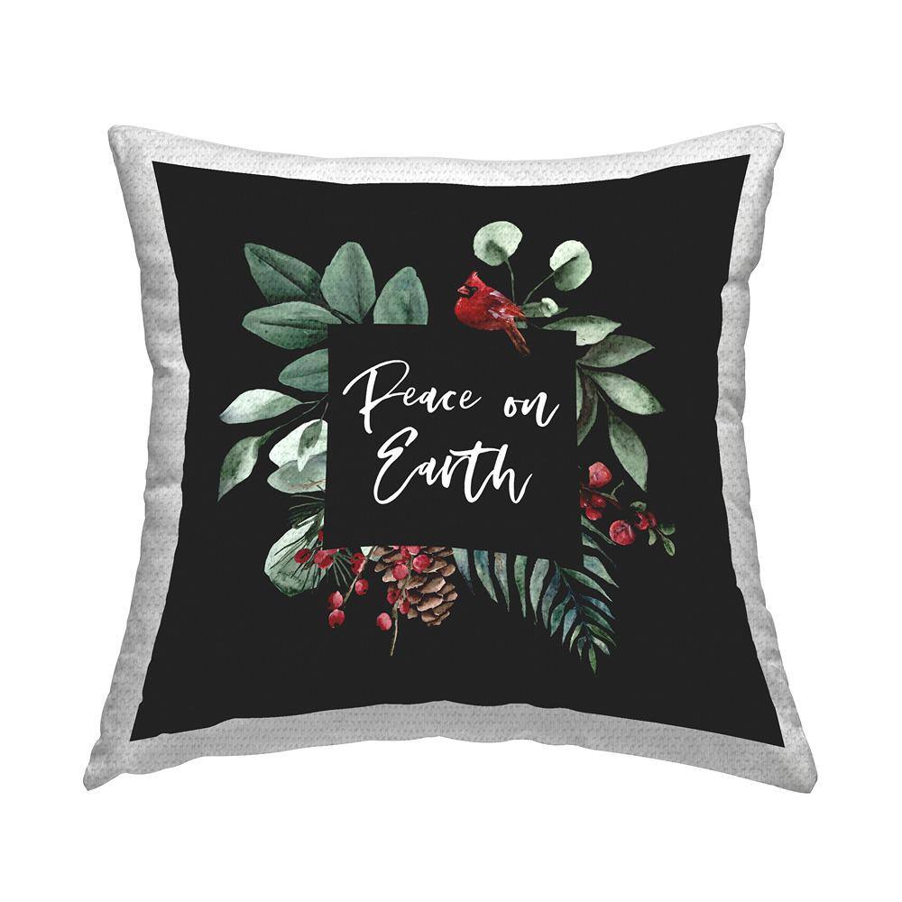 Peace On Earth Cardinal Botanicals Black Square Outdoor Throw Pillow price history on PriceWatchPro