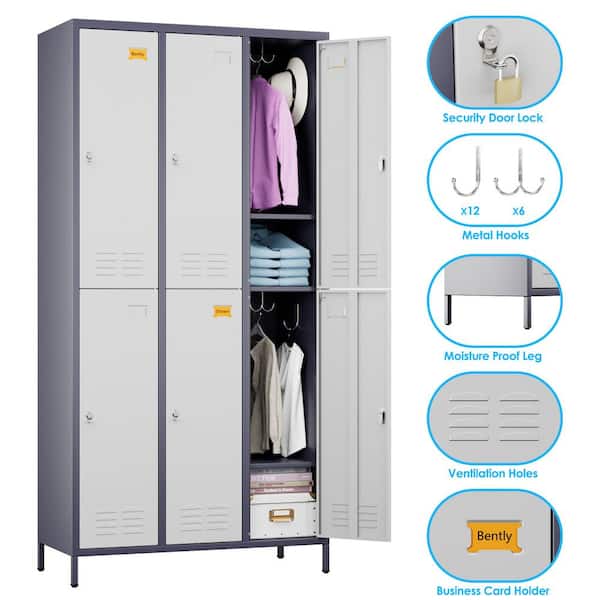 Hephastu 35 in. W x 72 in. H x 16 in. D Freestanding Cabinets w/ 6