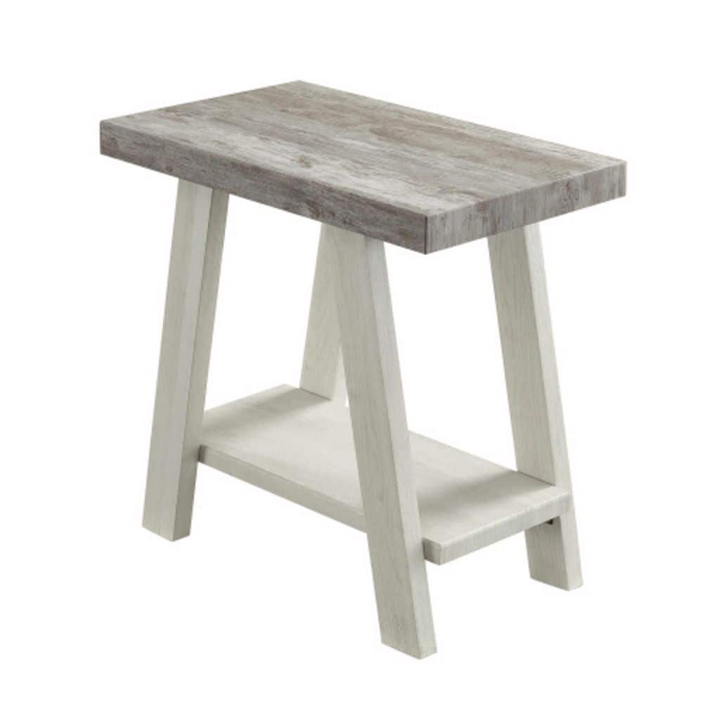 Wooden Side Table, 2 Tiers, Weather-Resistant-Light Grey price history on PriceWatchPro