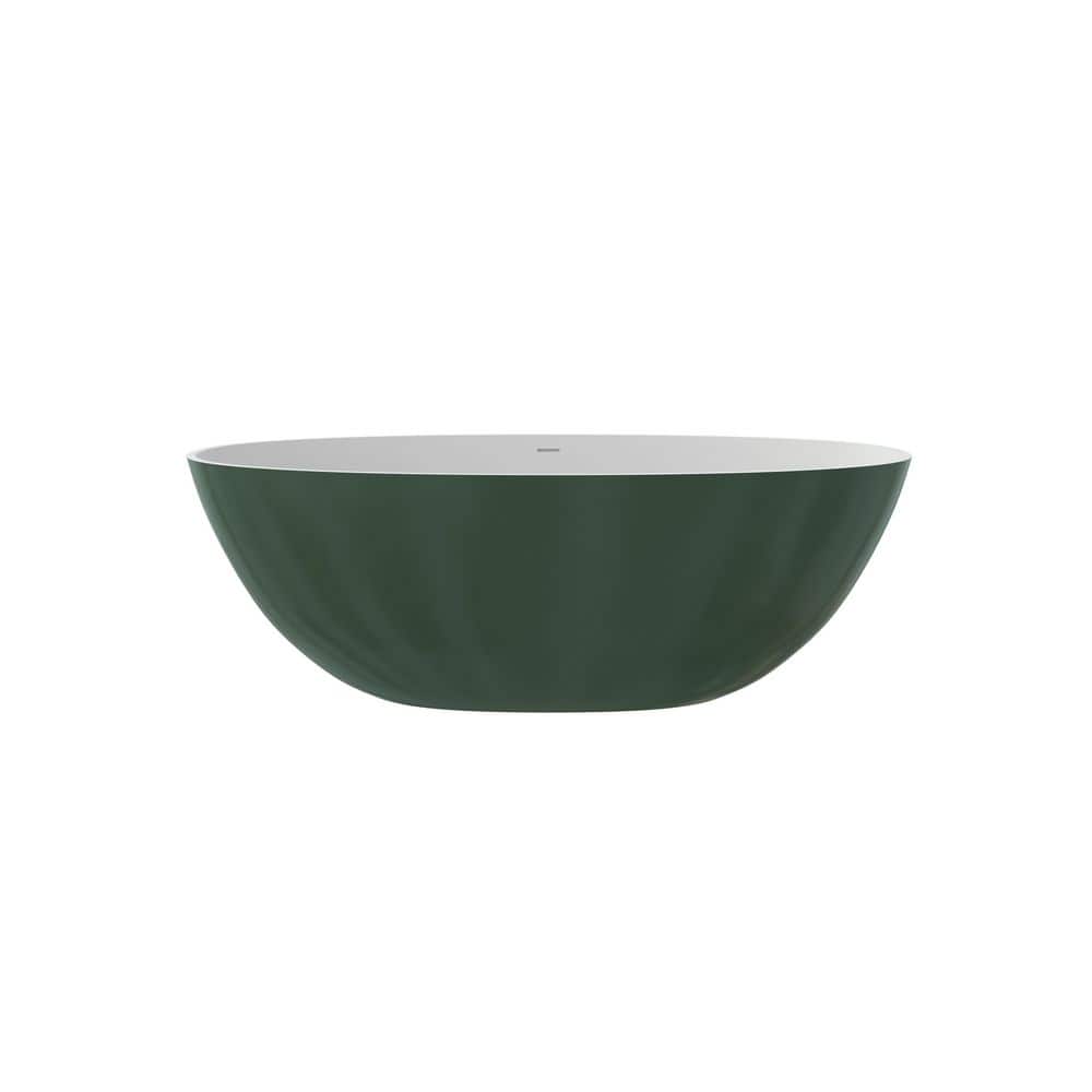 Avenia 65 in. x 29 in.  Solid Surface Stone Resin Flatbottom Freestanding Bathtub Soaking Bathtub in Green price history on PriceWatchPro