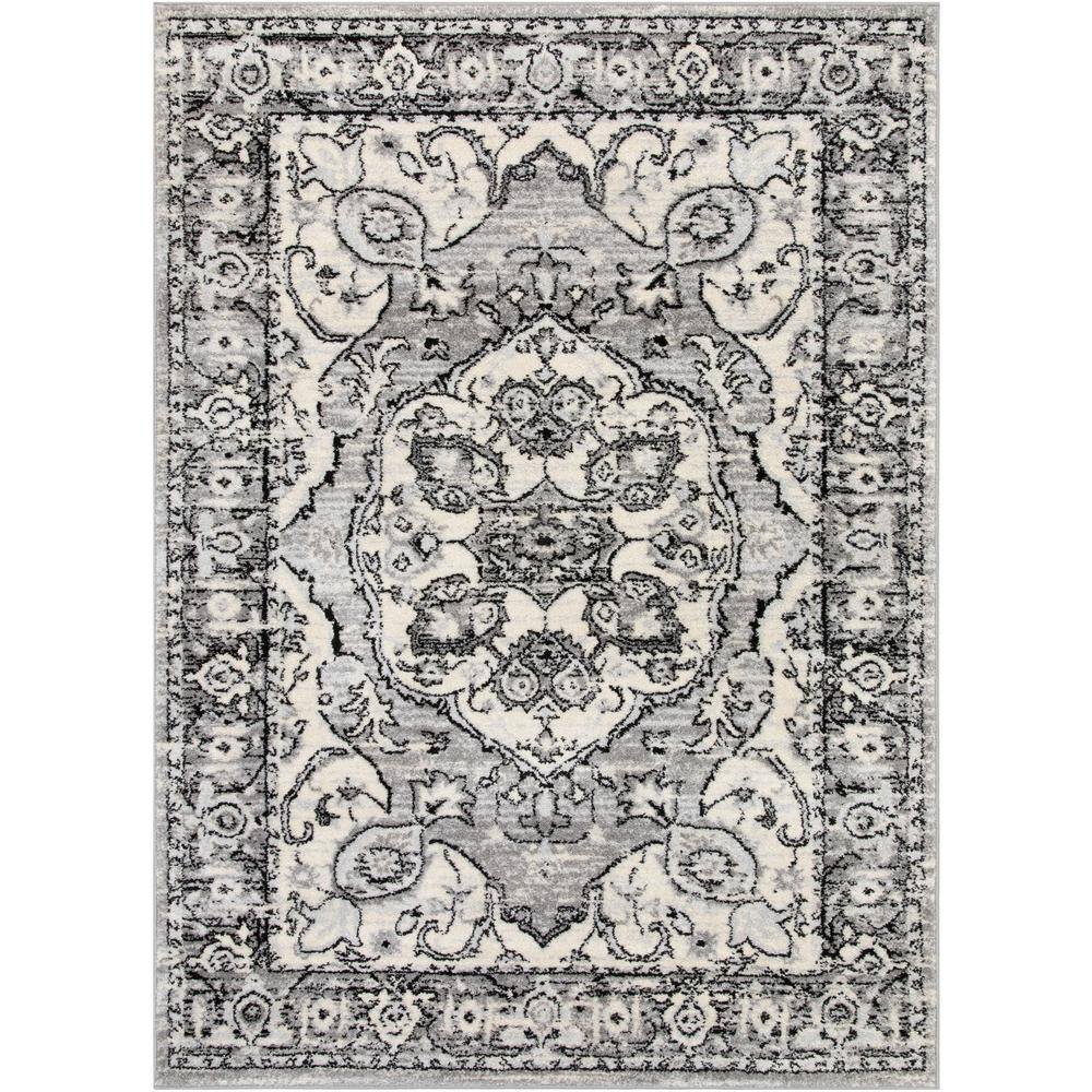 Mystic Arctic Bloom Gray and Ivory Oriental Area Rug