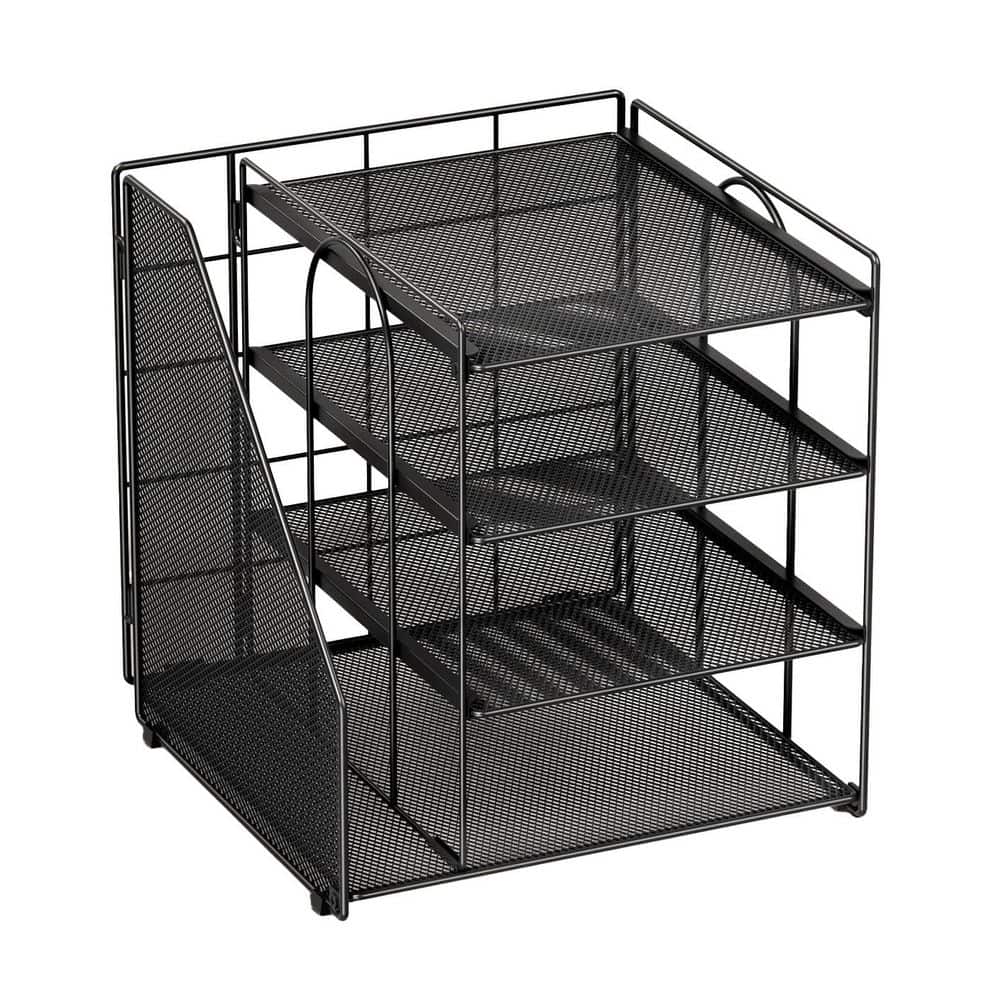 その他 LG "Black, Tray, Desktop/Notebook" Aoibox 4-Tier Paper Letter Tray Desk Organizer with File Holder
