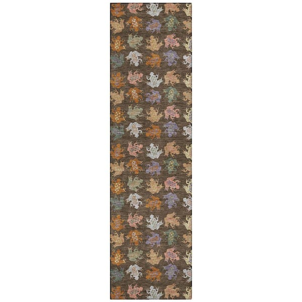Chantille Machine Washable Indoor/Outdoor Abstract ACN2623 Chocolate 2 ft. x 7 ft. Runner Rug