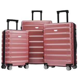 3-Piece Rose Gold Expandable ABS and PC Hardshell Spinner 20"24"27" Luggage Set with TSA Lock 3-Level Telescopic Handle