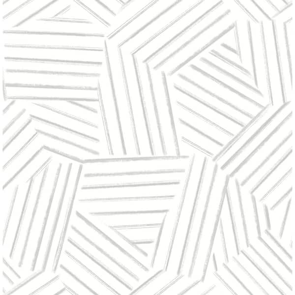 A-Street Prints Helene Pewter Grey Geometric Lines Matte Paper Non-Pasted Wallpaper