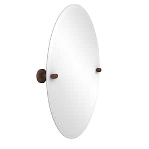 Tango Collection 21 in. x 29 in. Frameless Oval Single Tilt Mirror with Beveled Edge in Antique Bronze