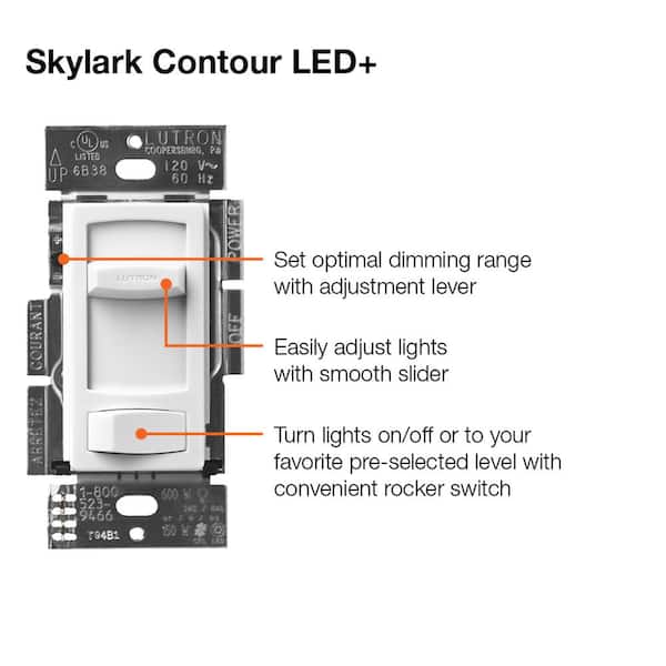 Lutron Skylark Contour Slide C.l Dimmer Switch Dimmable LED Incandescent 2pack for sale online 