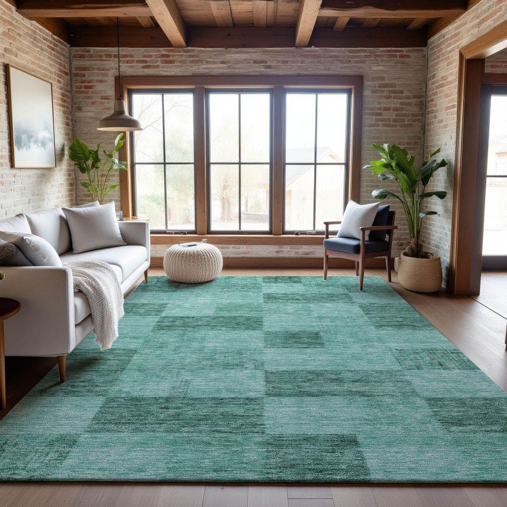 Mayfield Premium Machine Washable Abstract AMF1139 Black 8 ft. x 10 ft. Area Rug