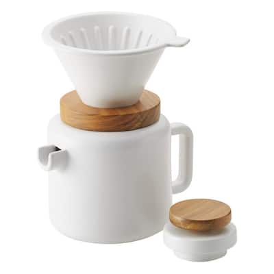 4-Cup Matte White Pour-Over Coffee Set
