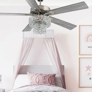 Demi Braid 52 in. LED Silver Ceiling Fan With Light