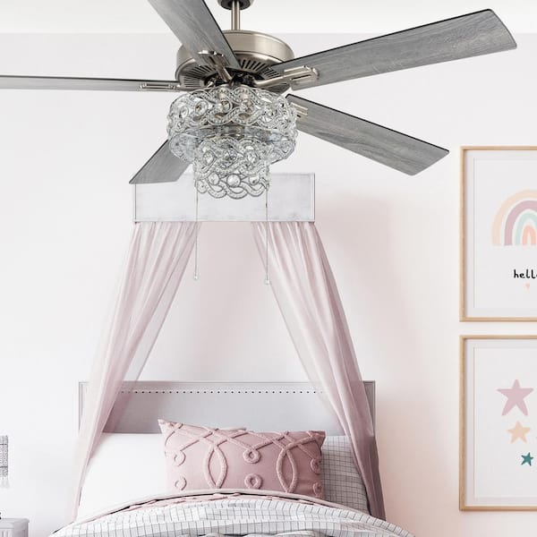 Demi Braid 52 in. LED Silver Ceiling Fan With Light