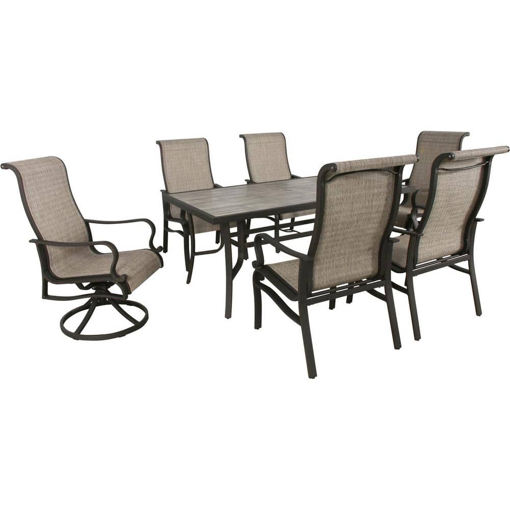 Hanover Venice 7Piece Outdoor Dining Set with 2 Swivel Rockers and 4