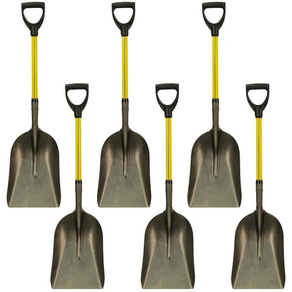 Nupla 27 in. Classic Fiberglass Eastern Scoop Shovel with Heavy-Duty Steel Blade and D-Grip Handle (6-Pack)