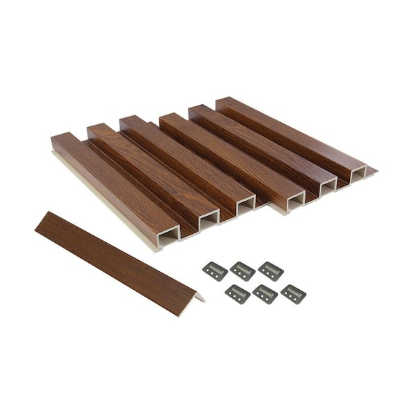 American Pro Decor 1-1/8 in. x 4 ft. x 9 ft. Wall Cladding Walnut Interlocking Composite Decorative Wall Paneling 6-PC (36.12 sq.ft/Pack)