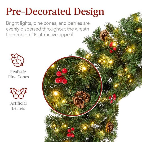 Best Choice Products 60 in. Pre-Lit Artificial Christmas Wreath