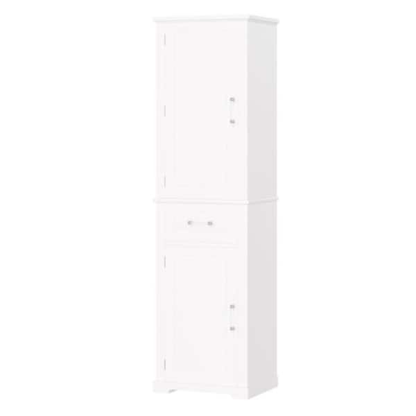 Unbranded 15.80 in. W x 20 in. D x 72.10 in. H MDF Kitchen, Bath Cabinet with 2 Doors, Adjustable in White Ready to Assemble