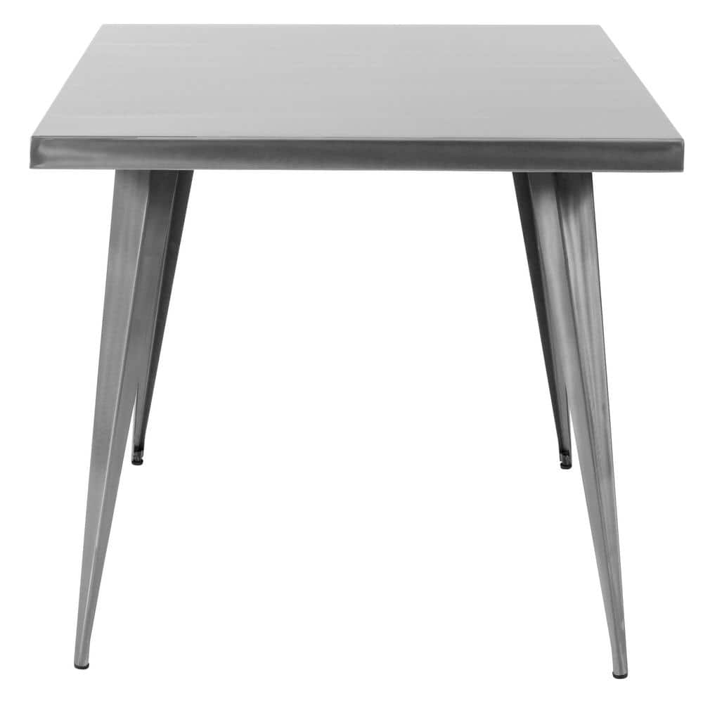 Austin 32" Brushed Silver Square Industrial Dining Table