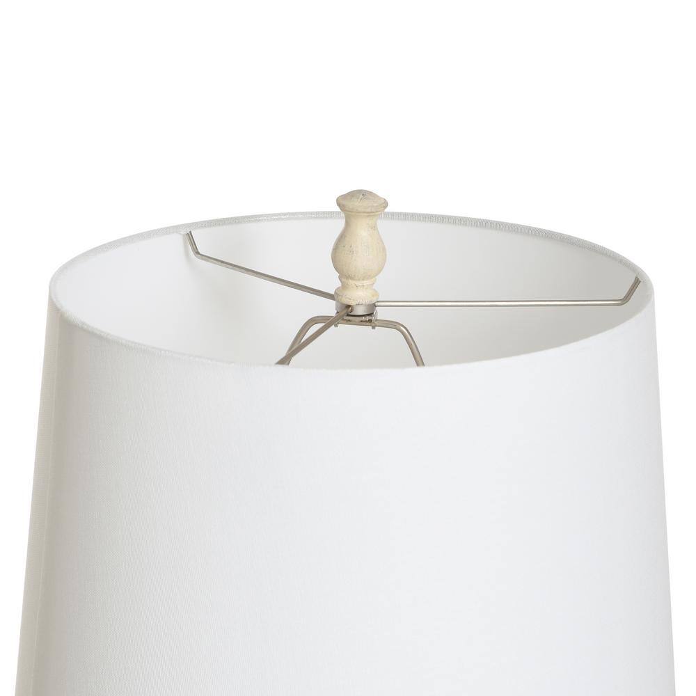 Taupe Polyresin Table Lamp with White Linen Shade
