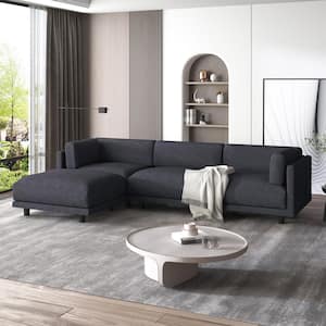 102.4 in. W Straight Arm L Shaped Polyester Modern Sectional Sofa in Gray with Reversible Chaise