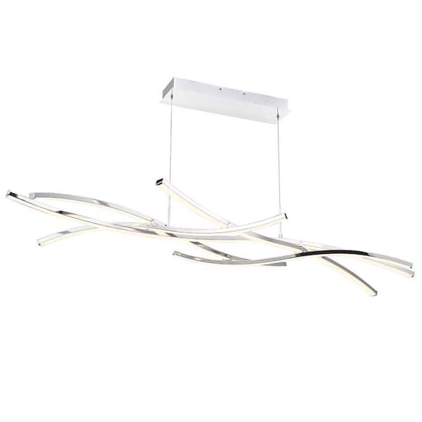 WAC Lighting Divergence 64 in. 680-Watt Equivalent Integrated LED Chrome Standard Chandelier with Silica Shade