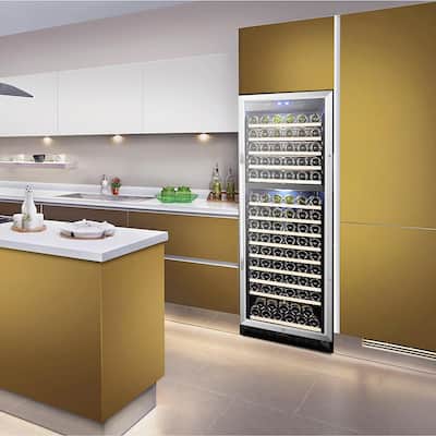 23 in. 160-Bottle Stainless Steel Dual Zone Wine Refrigerator