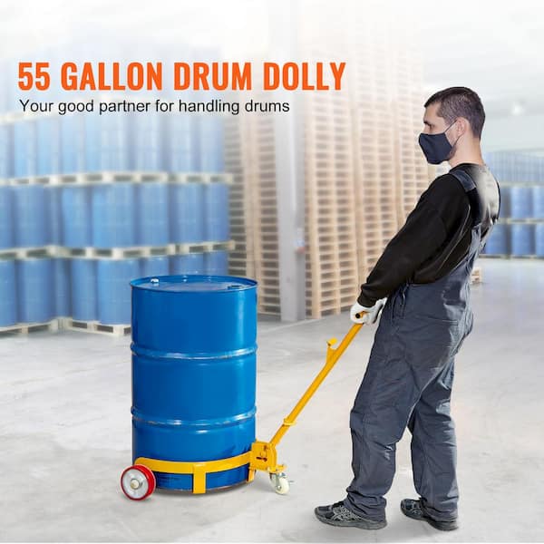 55 Gallon Drum Dolly, 1200 lbs. Load Capacity, Barrel Dolly Cart Drum Caddy Round Dolly Steel Low Profile, Steel Frame