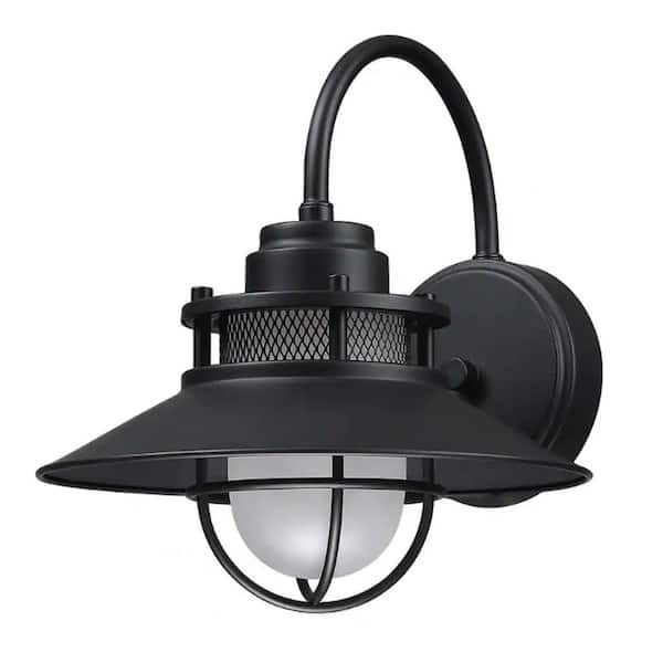 Miscool 1-Light Matte Black Hardwired Outdoor Wall Lantern Sconce