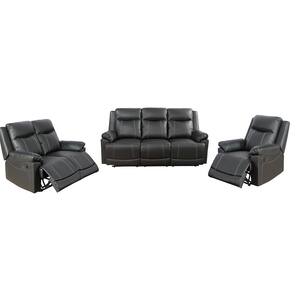 Black Faux Leather Recliner Chairs Set of 3