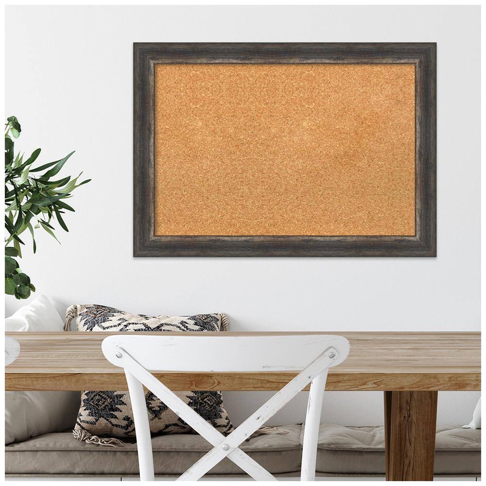 Natural Cork Board with Rustic Charred Wood Frame