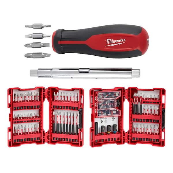 Milwaukee Shockwave Impact Duty Alloy Steel Drill and Screw Driver Bit Set (100-Piece) with 11-in-1 Multi-Tip Screwdriver