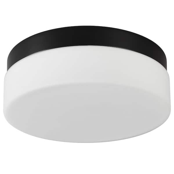 11.4 in. 24-Watt White Light Integrated LED Flush Mount Light with White Glass Shade
