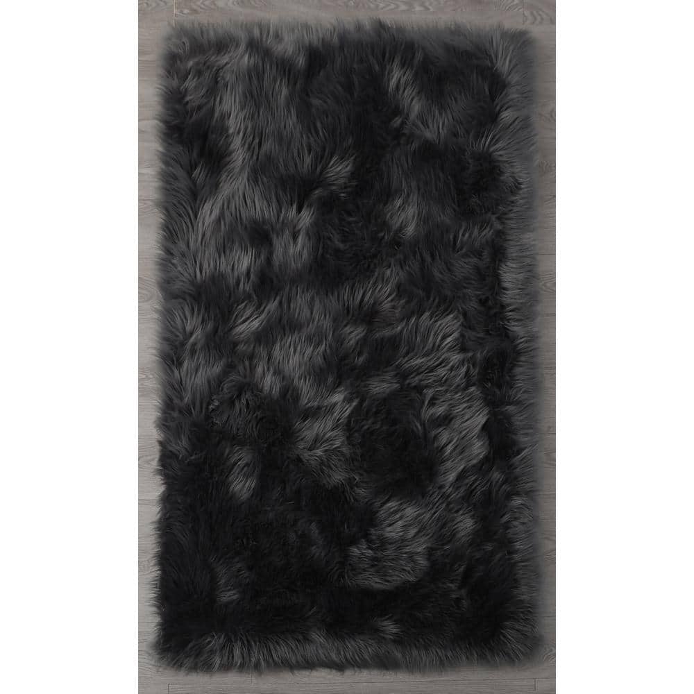 Cozy Collection Gray Ultra Soft Fluffy Theme Polyester 60 in. x 35.5 in. Fa