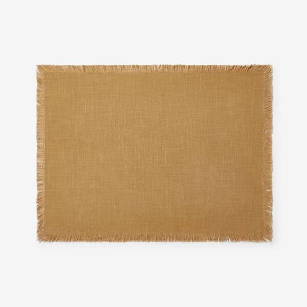 Company Cotton Solid Fringe 20 in. x 14 in. Amber Placemat (Set of 4)