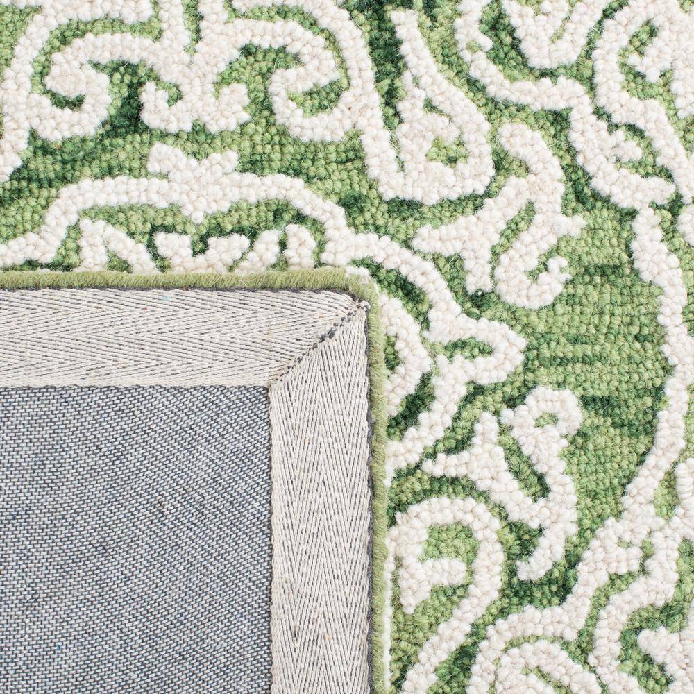 Green and Ivory Floral Hand-Tufted Wool Area Rug, 8' x 10'