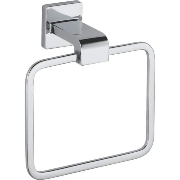 Delta Ara Wall Mount Square Closed Towel Ring Bath Hardware Accessory in Polished Chrome