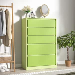 5-Drawer Green Dressers Chest of Drawers with 2 Larger Drawers 31.5 in. W X 15.75 in. D X 48.43. in. H