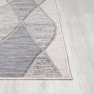 Wyatt Blue 5 ft. x 7 ft. High-Low Geometric P.E.T Yarn Indoor/Outdoor Area Rug