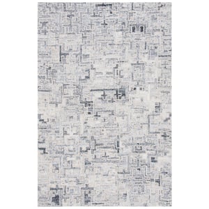 Abstract Ivory/Black Doormat 2 ft. x 3 ft. Distressed Geometric Area Rug