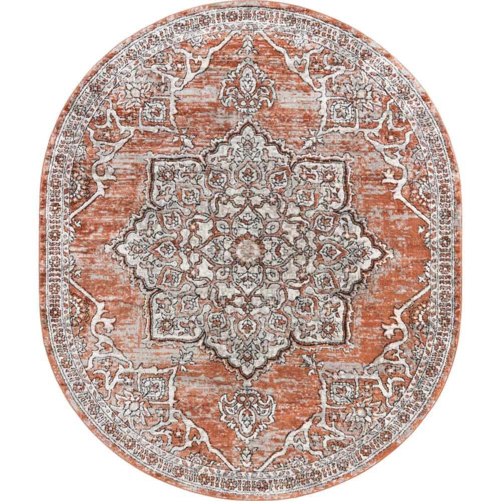 Unique Loom Nyla Smile Salmon Pink 7 ft. 10 in. x 10 ft. Area Rug ...