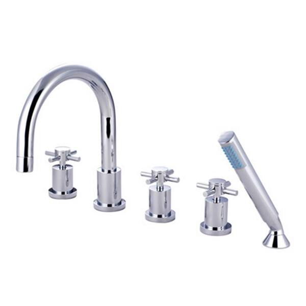 Kingston Brass 3-Handle Deck-Mount Roman Tub Faucet with Hand Shower in Chrome
